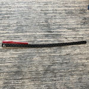 42” inch Louis Vuitton Belt, Black and Grey Checkered Pattern, Silver LV Piece